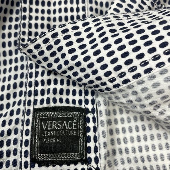Versace Jeans Couture Shirt Men’s Button Lion Button Blue & White Size Large - Picture 2 of 15